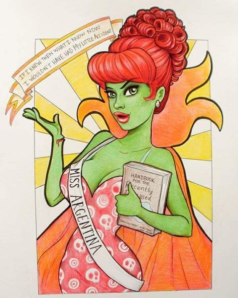 Miss Argentina Beetlejuice, Beetlejuice Art, Miss Argentina, Modern Rockabilly, Dark And Creepy, Rockabilly Pinup, Retro Pin Up, Pin Up Art, Beetlejuice