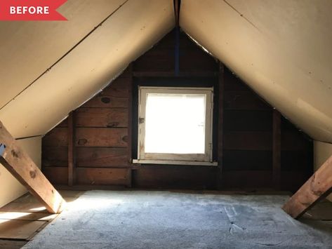 5 Dreamy Attic Remodels That Take Cozy Style All the Way to the Top Small Attic Ideas Low Ceilings, Attic Remodel On A Budget, Small Attic Ideas, Attic Space Ideas, Low Ceiling Attic, Dormer Ideas, Small Attics, Attic Bedroom Ideas, Attic Bedroom Storage