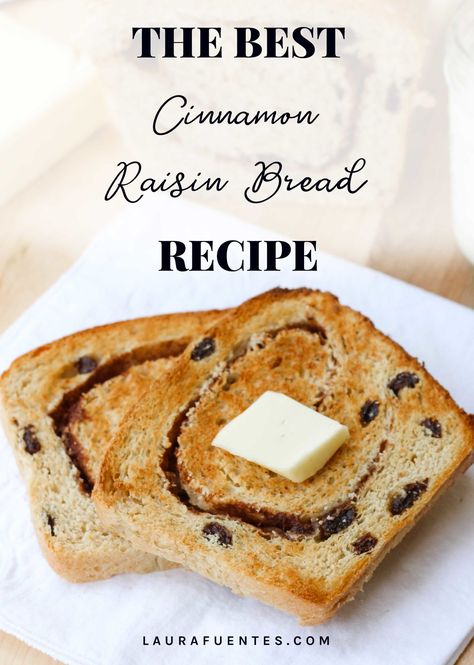 Every slice of this cinnamon raisin bread recipe is laced with plump raisins and the perfect cinnamon swirl. Raisin Bread Recipe, Cinnamon Raisin Bread Recipe, Cinnamon Swirl Bread Recipe, Swirl Bread Recipe, Cinnamon Bread Easy, Cinnamon Bread Recipe, Diy Cinnamon, Raisin Recipes, Cinnamon Roll Recipe Homemade