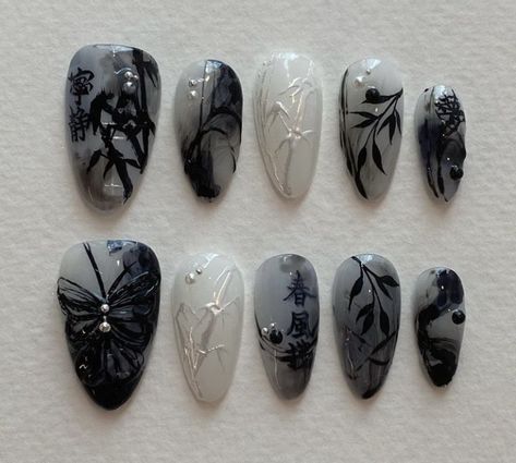 Dark Funky Nails, Cherry Coke, Gothic Nails, Goth Nails, Grunge Nails, Pretty Gel Nails, Really Cute Nails, Manicure Y Pedicure, Funky Nails