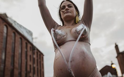 ‘I’m 9 Months Pregnant And Was “Milked” In A Dairy Art Installation - Here’s Why’ 9 Months Pregnant Belly, Pregnant Belly Huge, Four Months Pregnant, Dairy Art, Pregnant Art, 2 Months Pregnant, Tate Liverpool, The Female Reproductive System, Mother Dairy