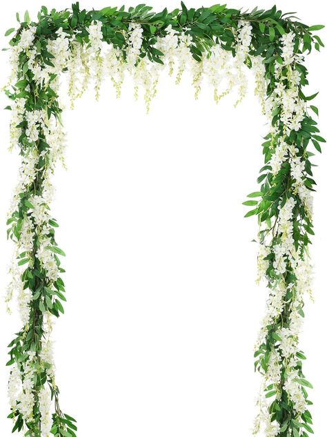 Wisteria Garland, Wedding Party Backdrop, Tulle Backdrop, Wisteria Wedding, Wedding Arches Outdoors, Wisteria Vine, Wedding Ceremony Decorations Outdoor, Artificial Hanging Plants, Flower Logo Design