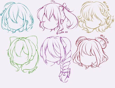 Half Up Half Down Hair Drawing Reference, Hảir Style Drawing Reference, Pig Tails Drawing, Short Hair Art Reference, Hair Base Drawing, Hairstyles Drawings, Gacha Hair Styles, Hair Ideas Drawing, Anime Hairstyle