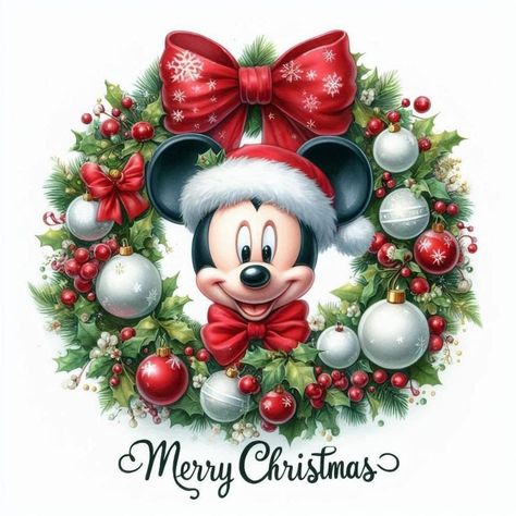 Mickey Mouse Merry Christmas, Christmas Clip Art Free Printables, Disney Christmas Aesthetic, Disney Christmas Art, Mickey Mouse Navidad, Mickey Mouse Wall Art, A December To Remember, Minnie Mouse Fabric, Miki Mouse