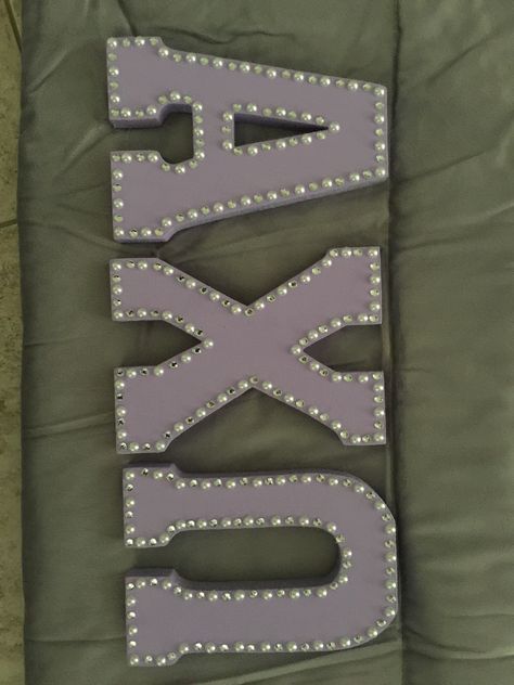 Sorority letters Sorority Wooden Letters Decorated, Stitched Letters Sorority, Axid Letters Painted, Disco Sorority Letters, Sorority Letters Painted Ideas, Sorority Letter Designs, Painted Letters Sorority, Dz Letters Painted, Sorority Crate Ideas