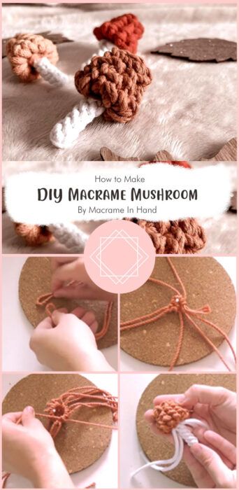 DIY Macrame Mushrooms Free Tutorial Ideas - Carolinamontoni.com Diy Macrame Mushroom, Practical Macrame, Macrame Diffuser, Macrame Mushroom Tutorial, Fall Macrame Ideas Diy, Macrame Pouch, Macrame Small Projects, Macrame Mushroom, Spring Macrame Ideas