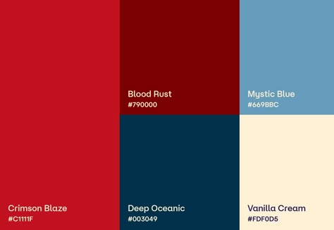 Red Color Pallets, Pantone Azul, Pantone Red, Retro Color Palette, Website Color Palette, Pantone Colour Palettes, Bedroom Colour Palette, Color Design Inspiration, Hex Color Palette