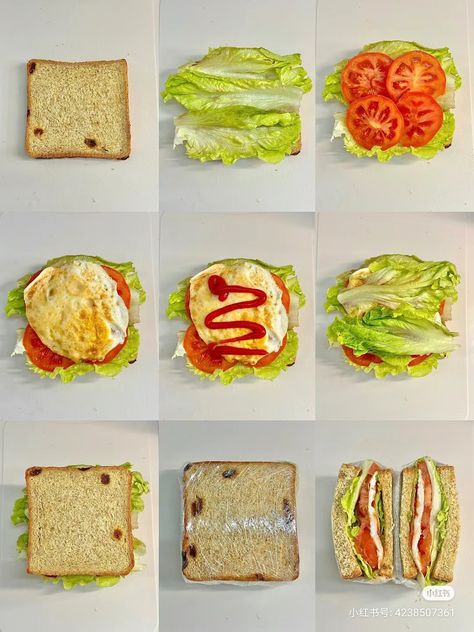 Easy To Make Sandwiches, How To Make Egg Sandwich, Breakfast Bento Box Ideas, To Go Sandwiches, Husband Lunch Ideas, Roti Sandwich, Bento Sandwich, Makanan Rendah Kalori, Making Sandwiches