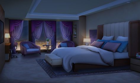 INT. EURO HOTEL ROOM LIGHTS - NIGHT Gacha Life Backgrounds, Fancy Bedroom, Royal Bedroom, Unique Bedroom Design, Episode Interactive, Bedroom Decor For Women, Gacha Background, Episode Interactive Backgrounds, Gacha Backgrounds