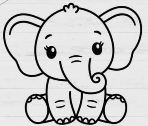 Elephant Drawing Cute, Easy Elephant Drawing, Svg Animals, Baby Elefant, Elephant Drawing, Cute Elephant, Art Drawings For Kids, Drawing Easy, Baby Art