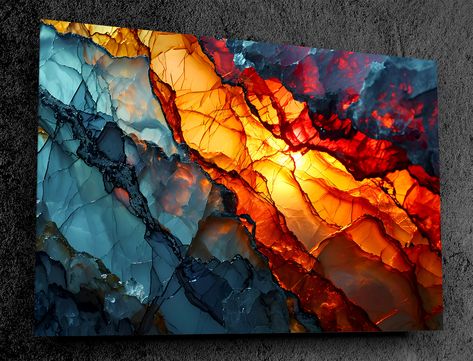 Premium Acrylic Glass Wall Decor: 'solar Flare Symphony' Our Proudest Celestial Creation - Etsy Impasto Paintings, Illusion Wallpaper, Optical Illusion Wallpaper, Fused Glass Wall Art, Bohemian House, Oversized Art, Panels Wall, Solar Flare, Encaustic Painting