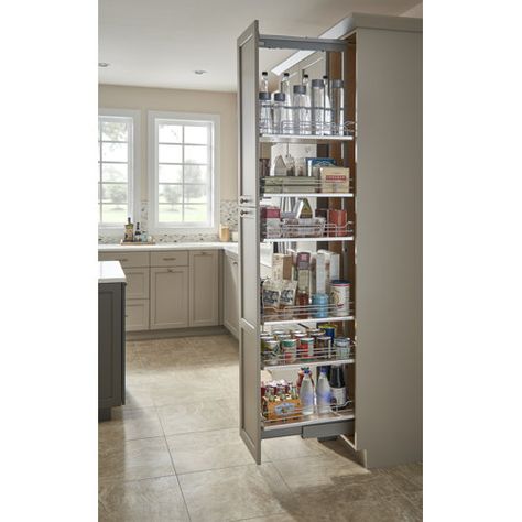 Rev-A-Shelf Rev-A-Shelf Pullout Between Cabinet Wall Filler Shelf Storage | Wayfair Pantry Pullout, Tall Pantry Cabinets, Slide Out Pantry, Tall Pantry Cabinet, Open Pantry, Pull Out Pantry, Pantry Organizers, Pantry Cabinets, Rev A Shelf