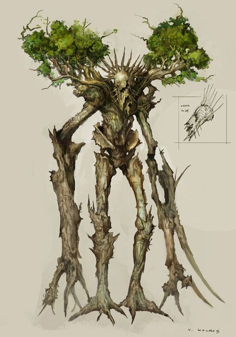 Treant Boss Oaknarl from Rift Tree Creature Art, Ent Character Design, Tree Creature Concept Art, Wood Character Design, Treant Character Design, Human Tree Art, Tree Monster Concept Art, Ent Drawing, Groot Concept Art