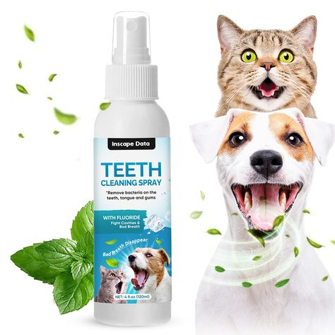 Inscape Data Dog Breath Freshener, Eliminate Bad Breath in Dogs and Cats - Fights Tartar & Plaque - Easy Teeth Cleaning Spray (As an Amazon Associate I earn from qualifying purchases) Cat Toothpaste, Breath Freshener, Dog Breath, Cleaning Spray, Teeth Cleaning, Dog And Cat, Dogs And Cats, Pets Cats, Toothpaste