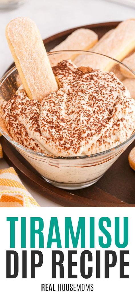 All the creamy coffee flavor you love whipped up in a 10-minute, no-bake Tiramisu Dip that’s absolutely perfect for any occasion! #Realhousemoms #tiramisu #dip #creamcheese #heavycream #mascarpone #coffee #espresso #dessertdip #italianfood #dessert #valentinesday #newyearseve #datenight Tiramisu Coffee Recipe, Tiramisu Dip, Charcuterie Night, Tiramisu Mascarpone, Recipes With Cool Whip, Mascarpone Recipes, Creamy Coffee, Sweet Dips, Tiramisu Recipe