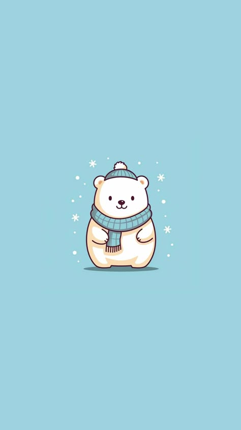 50 Cute Polar Bear Phone Wallpapers: Your Daily Dose of Cuteness - Crafty Cici Joy Christmas Wallpaper Polar Bear, Polar Bear Aesthetic Wallpaper, Polar Bear Cute Drawing, Polar Bear Background, Cute Wallpapers Winter, Cute Polar Bear Drawing, Phone Backgrounds Winter, Kawaii Christmas Wallpaper, Cute Bear Wallpaper