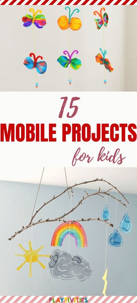 Hanging Mobiles For Classroom, Preschool Mobile Ideas, Spring Mobile Crafts For Kids, Mobile Ideas For School Projects, Mobile Diy Hanging, Kids Mobile Craft, Spring Mobiles For Classroom, Hanging Mobile Art Diy, Hanging Mobiles Ideas