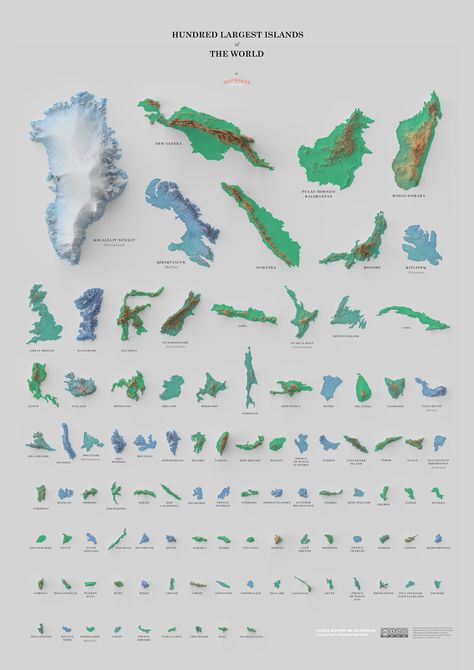 It’s Not Easy to Map the 100 Largest Islands in the World - Atlas Obscura Egyptian Names, Baffin Island, Cool Maps, Amazing Maps, Empire Romain, Historia Universal, German Words, Rpg Map, World Maps