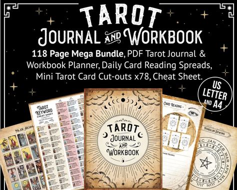 Digital Tarot Journal Printable Planner Workbook 116 Page - Etsy UK Reading Record, Tarot Gifts, Tarot Journal, Oracle Card Reading, Digital Reading, Question Cards, Reading Log, Minor Arcana, Tarot Card Decks