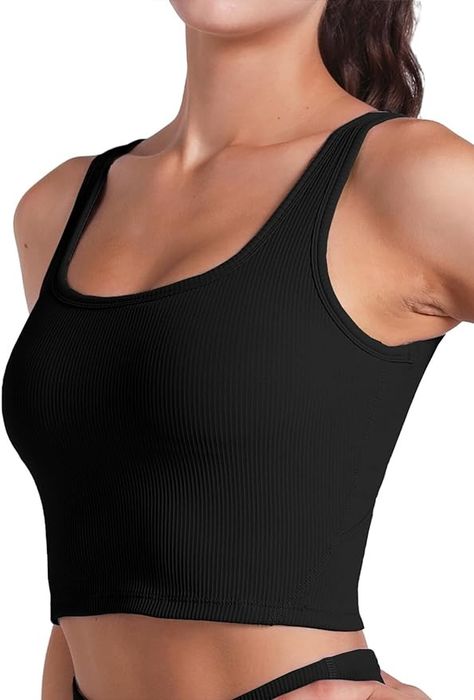 FelFory Longline Sports Bra Tank Top Bra Top for Women Seamless Sports Bra Ribbed Workout Tops Padded Crop Top Fitness Yoga Tank Black Medium at Amazon Women’s Clothing store Padded Crop Top, Tank Top Bra, Gym Crop Top, Womens Gym, Athletic Crop Top, Crop Tops For Women, Bra Tank Top, Workout Tops For Women, Sports Bra Top