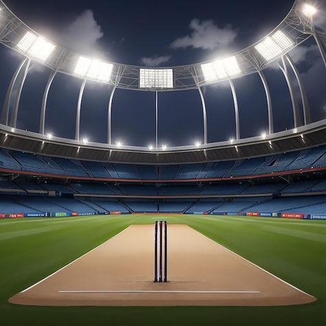 Cricket stadium at night background | Premium Photo #Freepik #photo #soccer-stadium #stadium #cricket-stadium #football-stadium Cricket Stadium Background Hd, Cricket Stadium Background, Cricket Poster Design, Cricket Background, Stadium Pics, Sport Cricket, Stadium Background, Stadium Wallpaper, About Cricket