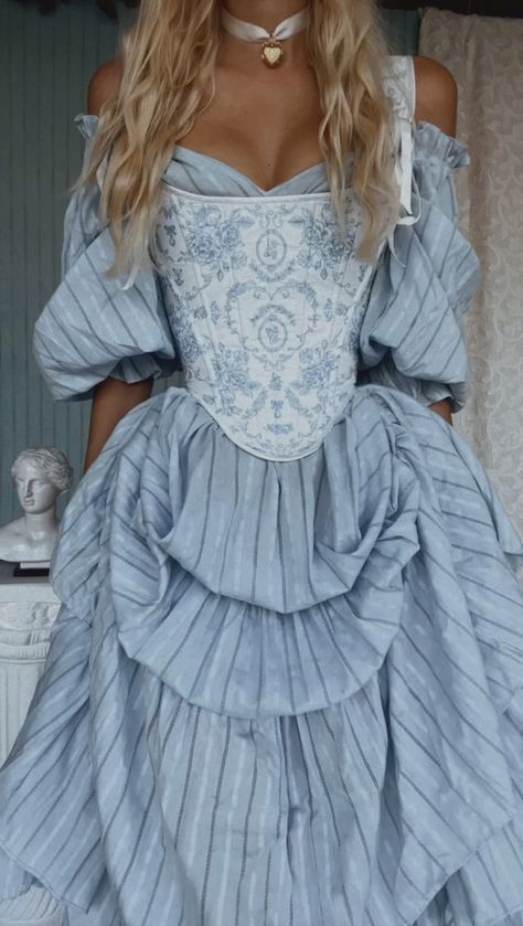 blue-rococo-thumb Blue Rococo Dress, Blue Rococo Aesthetic, Pretty Corset Dresses, Corset Dress Princess, Rococo Revival Fashion, Blue Cottage Core Outfit, Rococo Aesthetic Outfit, Types Of Corsets Style, Princess Dress With Corset