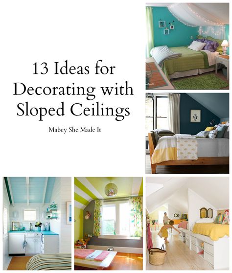 13+ Ideas for Decorating with a Sloped Ceiling - Mabey She Made It Bedrooms With Slanted Ceilings, Bedroom With Slanted Ceiling, Angled Ceiling Bedroom, Bedroom Slanted Walls, Slanted Ceiling Bedroom, Sloped Ceiling Bedroom, Slanted Walls, Angled Ceiling, Angled Ceilings