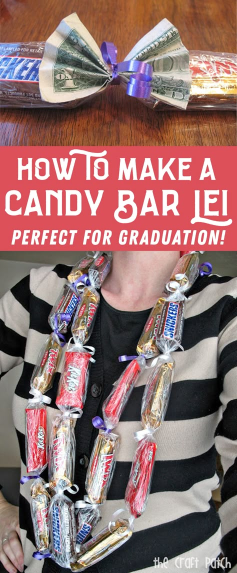 Learn how to make a candy bar lei to give as a graduation gift. These are simple to make and this tutorial has great instructions. This also includes how to add money to a candy lei so you can do either or both. It's so fun to see these on all the kids at graduation. Lei Tutorial, Grad Leis, Candy Leis, Graduation Leis Diy, Graduation Money Lei, Lei Ideas, Candy Lei, Money Leis, 5th Grade Graduation