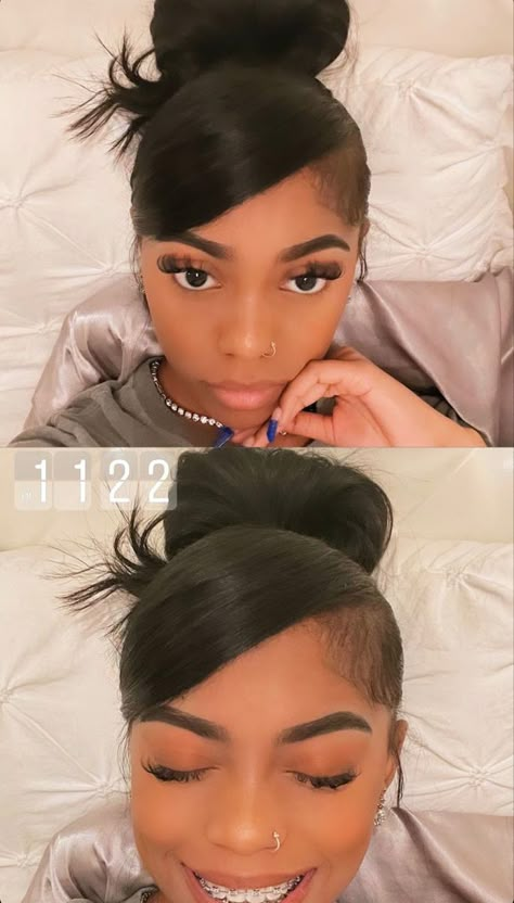 Silk Press Natural Hair, Girls Natural Hairstyles, Protective Hairstyles Braids, Clip Hairstyles, Flat Iron Hair Styles, Slick Hairstyles, Hair Ponytail Styles, Hair Laid, Silk Press