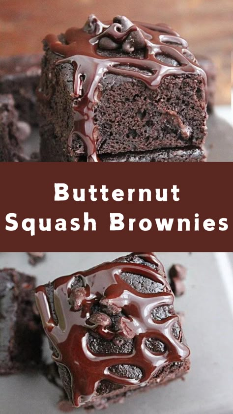 Butternut Squash Brownies Butternut Squash Fudge, Butternut Dessert Recipes, Baking With Butternut Squash, Spaghetti Squash Dessert Recipes, Butternut Squash Baked Goods, Butternut Squash Sweet Recipes, Butternut Squash Baking, Baking With Squash, Butternut Squash Dessert Healthy