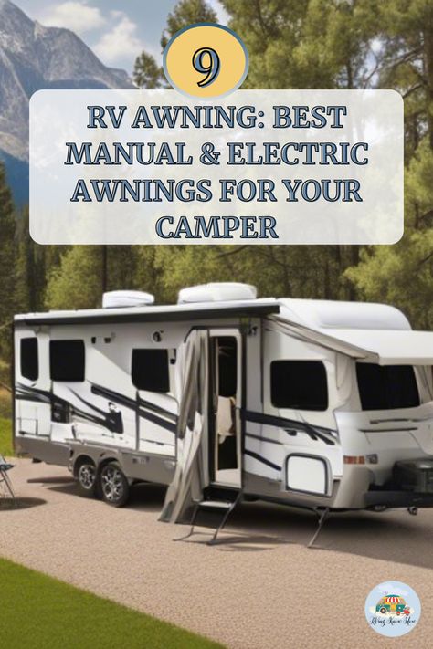 Discover the top 9 RV awnings to transform your camping experience! Whether you're a fan of manual or electric options, this guide has you covered. Perfect for those seeking comfort and convenience on their adventures. What's your dream RV setup? Click to find out more and share your thoughts! #rvingknowhow #RVAwning #CamperLife #OutdoorAdventure #RVing Trailer Awning, Rv Gear, Rv Awning, Camper Awnings, Fabric Awning, Cool Slides, Electric Awning, Cool Campers, Shade Screen