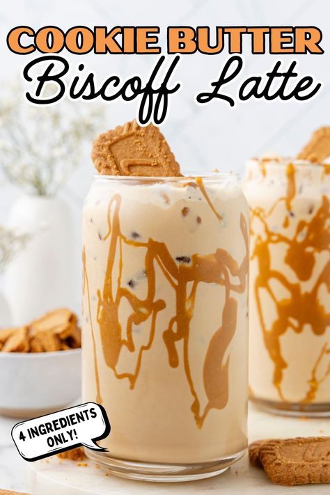 Save money on your morning sip, skip the line at Starbucks, and make an Iced Cookie Butter Latte at home. Take a break from the coffee shop and become your own barista with this Biscoff coffee treat!  #starbucks #latte #coffee Biscoff Coffee, Cookie Butter Latte, Starbucks Fall Drinks, Starbucks Latte, Latte At Home, Princess Pinky Girl, Iced Coffee At Home, Biscoff Cookie Butter, Pinky Girl