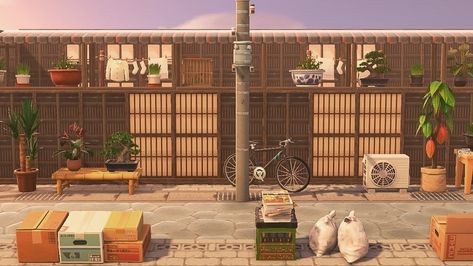 Acnh Japanese Building, Acnh Japanese Neighborhood, Japanese Neighborhood Animal Crossing, Acnh Japanese City, Acnh Japanese Codes, Acnh Japanese Ideas, Japanese Animal Crossing, House Animal Crossing, Japanese Island Acnh