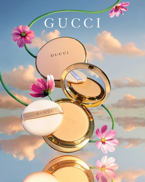 Gucci Product Photography, Spring Campaign Advertising, Cosmetics Advertising Design, Gucci Artwork, Beauty Product Packaging Design, Product Poster Design Ideas, Cosmetics Photography Ideas, Beauty Poster Design, Ads Aesthetic