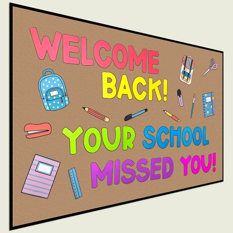 My Math Resources - Welcome Back to School Bulletin Board 2020 Welcome Back To School Quotes, School Welcome Bulletin Boards, Welcome Back Boards, Welcome Bulletin Boards, Hybrid Learning, Elementary Bulletin Boards, Class Themes, Class Board, Cute Bulletin Boards