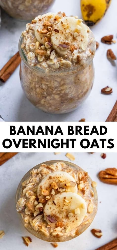 Banana Bread Overnight Oats, Petit Dej Healthy, Morning Kitchen, Best Overnight Oats, Overnight Oats With Yogurt, Over Night Oats, Best Overnight Oats Recipe, Night Oats, Oats Overnight