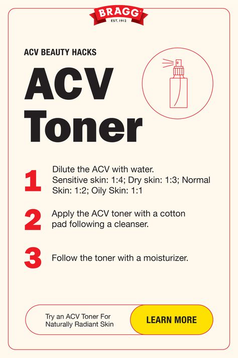 Acv Toner, Apple Cider Vinegar Toner, Apple Cider Vinegar For Skin, Castor Oil Benefits, Skin Care Toner Products, Herbal Infusion, Beauty Remedies, Diy Skincare, Skin Toner