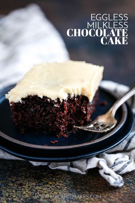 This Eggless Milkless Chocolate Cake contains no milk or eggs yet is absolutely decadent. Perfect for any day or celebration and for those with allergies. #chocolate #chocolatecake #cake #eggless #dairyfree #easyrecipe Amazing Desserts, Kitchen Magic, Best Cake Recipes, Snack Cake, Chocolate Treats, Homemade Desserts, Best Dessert Recipes, Easy Cake Recipes, Tasty Recipes