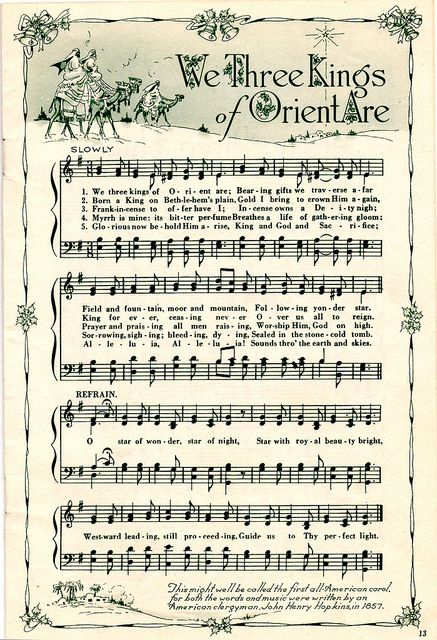 ♥ Sheet Music Printables for gift wrapping, or DIY Paper Projects .... We 3 Kings by raidensgrammie21, via Flickr Nativity Tree, Williamsport Pennsylvania, Music Printables, 3 Kings, We Three Kings, Holiday Train, Christmas Pageant, Christmas Sheet Music, Old Sheet Music