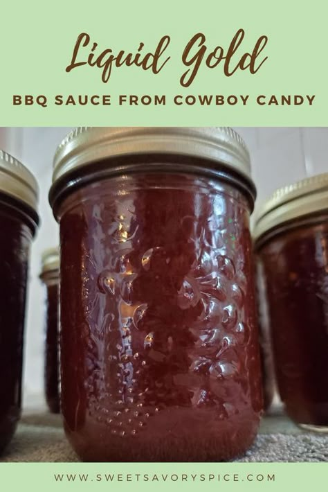 Cowboy Candy Syrup, Canning Bbq Sauce, Gold Bbq Sauce, Candy Syrup, Cowboy Candy, Canning Kitchen, Canning Vegetables, Home Canning Recipes, Canned Food Storage