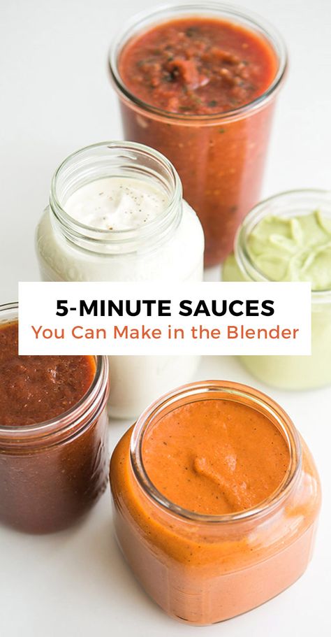 No stove required: Whip up these simple, so-good sauces right in the blender. Tuck away that saucepan. Turn off the stove. When summertime heat (or mid-evening laziness) sets in, you don’t want one more thing on your to-do list. And you definitely don’t want to cook for hours in the kitchen. But you, being the divine foodie you are, also don’t want to leave dinner undone. Or un-yummy. Blender Sauces, Immersion Blender Smoothie, Immersion Blender Recipes, Ninja Blender Recipes, Smoothie Aesthetic, Different Sauces, Magic Bullet Recipes, Nutribullet Recipes, Ninja Blender