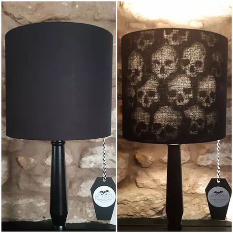 Lampshades | AfterlifeCrypt Taylah Core, Diy Skull Lamp, Gothic Lampshade Diy, Alchemy Equipment, Bat Lampshade, Gothic Lamp, Goth Lampshade, Random Accessories, Skull Lamp