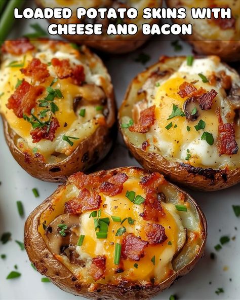 Ultimate Loaded Potato Skins with Cheese and Bacon – Foodyhealthylife Loaded Potato Skins Recipe Easy, Potato Slices With Cheese And Bacon, Baked Potato Skins Loaded, Potato Skins Recipe Baked, Potatoes With Cheese And Bacon, Loaded Potato Wedges, Loaded Potato Skins Recipe, Fully Loaded Baked Potato, Loaded Baked Potato Skins