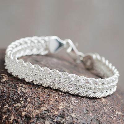 UNICEF Market | Sterling Silver Hand Crafted Braided Wristband Bracelet - Byzantine Silver Braided Bracelet, Silver Wrap Ring, Handcrafted Silver Jewelry, Wholesale Silver Jewelry, Beaded Jewels, Wristband Bracelet, Braided Bracelet, Sterling Silver Cuff Bracelet, Shop Gifts