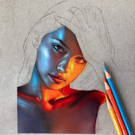 Hyperrealistic Drawing, Prismacolor Art, 얼굴 드로잉, Sketching Techniques, Glowing Art, Color Pencil Art, Pencil Portrait, Color Pencil Drawing, Realistic Art