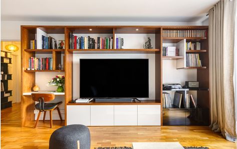 Bookshelves With Tv, Tv Unit Interior, Unit Interior Design, Tv Unit Furniture Design, Tv Unit Decor, Shelf Decor Living Room, Tv Unit Interior Design, Tv Unit Furniture, Bookshelves In Living Room