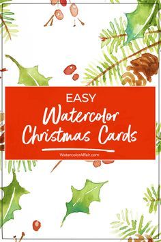 Easy Watercolor Christmas Cards, Easy Watercolor Christmas, Christmas Cards Handmade Kids, Christmas Watercolor Ideas, Christmas Watercolors, Watercolor Christmas Cards Diy, Christmas Cards Drawing, Watercolor Christmas Card, Christmas Cards Diy