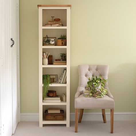 Bookcase Design Ideas, Tall Narrow Bookcase, Cotswold Company, Narrow Bookshelf, Slim Bookcase, Tall Shelves, Tall Bookshelves, Large Bookcase, Bookcase Styling