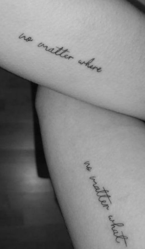 Best friends tattoo Bestie Ankle Tattoos, Tattoos For Friends Meaningful, Two Person Tattoos Best Friends, Tattoos That Represent Friendship, Friend Ankle Tattoos, 2 Sisters Tattoo, Life Long Best Friend Tattoos, We Were Girls Together Tattoo, Fine Line Tattoos For Best Friends