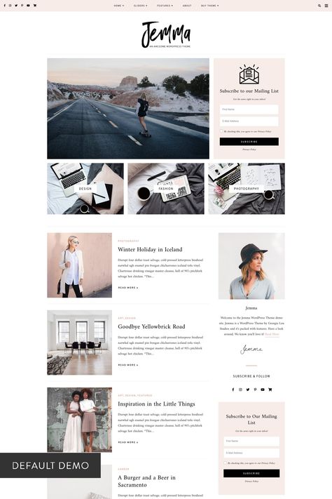 Feminine Blog Design, Blog Template Design, 블로그 디자인, Wordpress Themes For Bloggers, Blog Layout Design, Blog Website Design, Minimal Theme, Wordpress Templates, Wordpress Developer